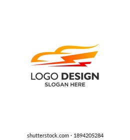 Car and thunder for service and automotive logo design