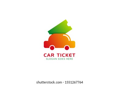 Car ticket logo design template. Gradient orange and green colors.