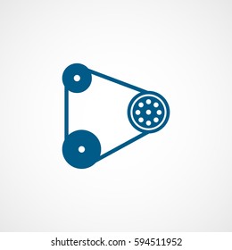 Car Timing Belt Blue Flat Icon On White Background