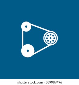 Car Timing Belt Flat Icon On Blue Background