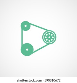 Car Timing Belt Green Flat Icon On White Background