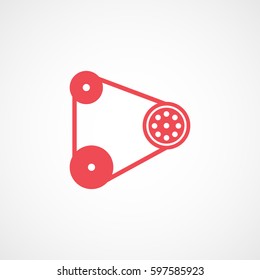 Car Timing Belt Red Flat Icon On White Background 