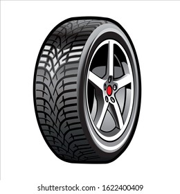 car tire, alloy wheel, vector graphics