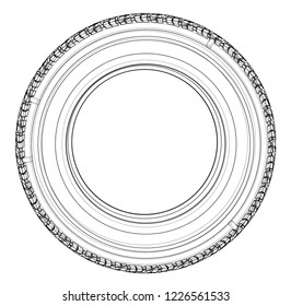 Car tire concept. Vector rendering of 3d. Wire-frame style. The layers of visible and invisible lines are separated