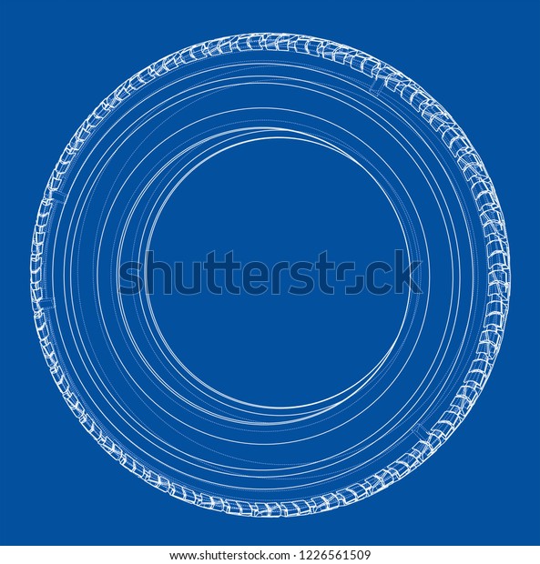 Car tire\
concept. Vector rendering of 3d. Wire-frame style. The layers of\
visible and invisible lines are\
separated
