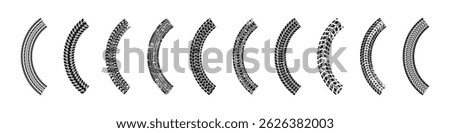 Car tire half of circle path marks vector grungy collection