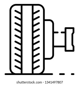 Car tire icon. Outline car tire vector icon for web design isolated on white background