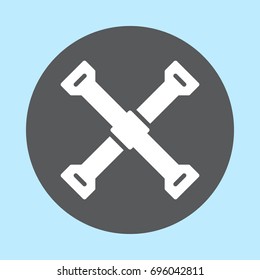Car tire iron flat icon, round button, circular vector sign. Flat style design