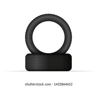 Car tire isolated on white background. Vector stock illustration.