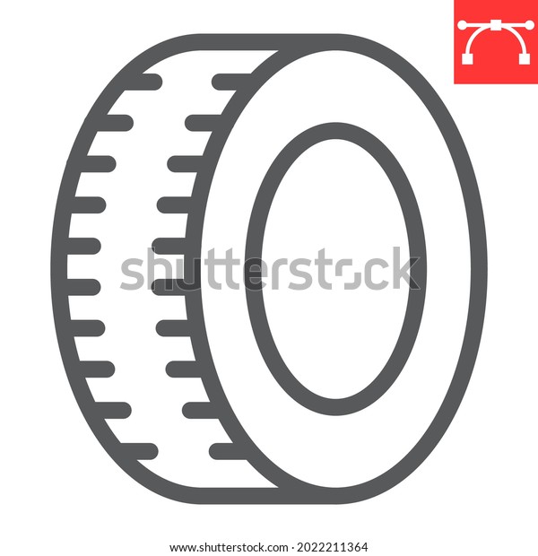 Car\
tire line icon, recycle and car wheel, rubber waste vector icon,\
vector graphics, editable stroke outline sign, eps\
10