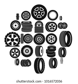 Car Tire Logo Icons Set. Simple Illustration Of 25 Car Tire Logo Vector Icons For Web