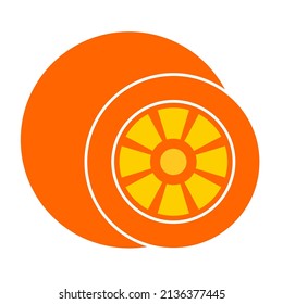car tire logo wheel icon design logo and orange slice 

