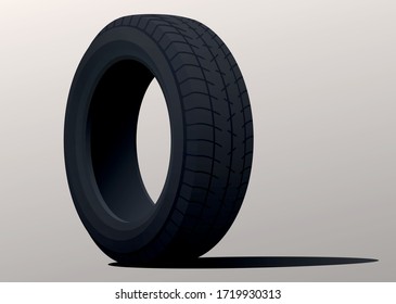 Car tire in perspective. Vector illustration.