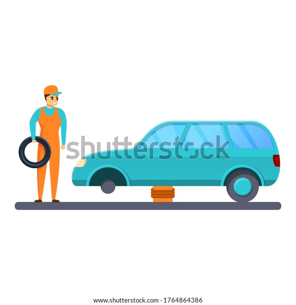 Car tire repair icon.\
Cartoon of car tire repair vector icon for web design isolated on\
white background