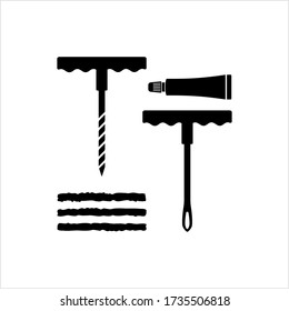 Car Tire Repair Kit Icon, Tire Puncture Repair Vector Art Illustration