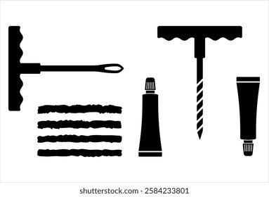 Car Tire Repair Kit Icon, Tire Puncture Repair Vector Art Illustration