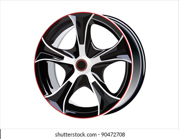 Car tire with rim on a white background