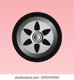 Car Tire with Six-Spoke Alloy Wheel – Automotive Wheel Illustration