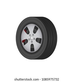 Car tire of solid best quality rubber for winter. Vehicle spare part that provides safe movement. Transport additional detail vector illustration.