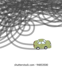 Pistas de autos y neumáticos. Vector