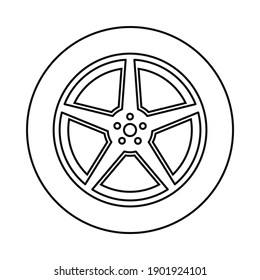 Car tire or car tyre with alloy rim wheel vector