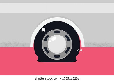 Car tire. Vector flat trendy illustration.