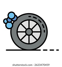Car tire wash icon. Outline car tire wash vector icon color flat isolated