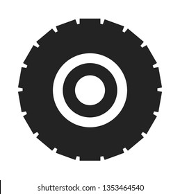 Car Tire and Wheel Icon. FLat style vector EPS.