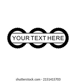 Car tires and banner for text or inscription. Isolated vector illustration on white background. 