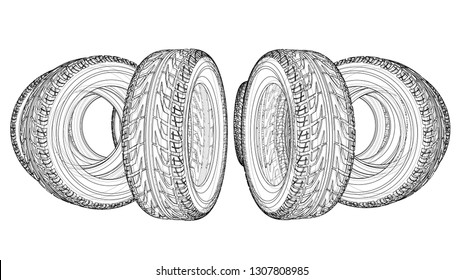 Sketch Drawing Tyres Images, Stock Photos & Vectors | Shutterstock