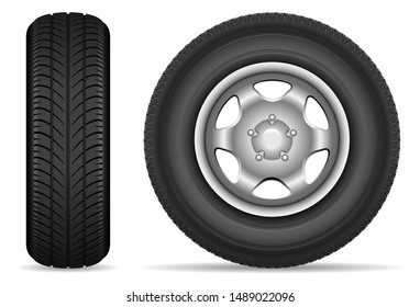 Car tires isolated on white background vector illustration