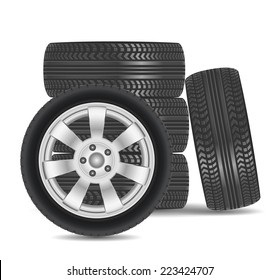 Car tires isolated on white background