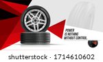 Car tires pile background. Tire stack. Group of tyres isolated. Change a car tires from summer for winter. Realistic vector. Information. Store. Action.Landscape poster, digital banner, flyer.