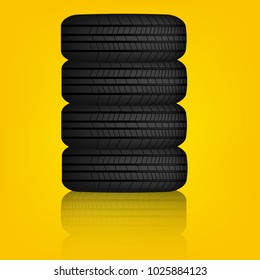 car tires pile vector