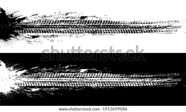 Car tires print, grunge off road wheels marks.
Automobile black and white traces, vehicle rubber treads vector.
Transport and motorsport design elements with car, bike or truck
wheel protector trails