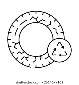 car tires recycling waste line icon vector. car tires recycling waste sign. isolated contour symbol black illustration