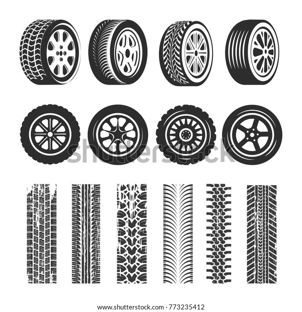 タイヤとトラックトレースのベクター画像アイコン タイヤのトレッドパターン のベクター画像素材 ロイヤリティフリー 773235412