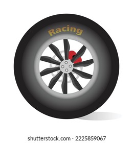 car tires with wheels and discs illustarion for product sample