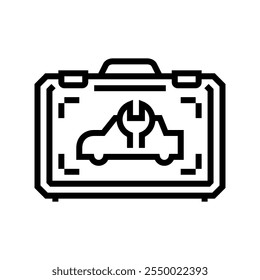 car tool kit accessory line icon vector. car tool kit accessory sign. isolated contour symbol black illustration