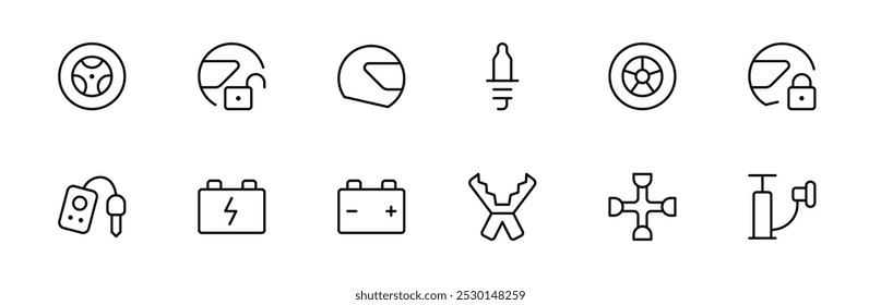 Car tools and components icon. vector illustration. linear Editable Stroke. Line, Solid, Flat Line, thin style and Suitable for Web Page, Mobile App, UI, UX design.