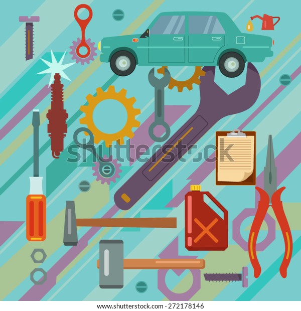 car tools repair \
elements, vector