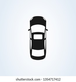 Car top icon view. Vector isolated car illustration