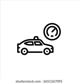 car top speed outline icon. fast car black line illustration.