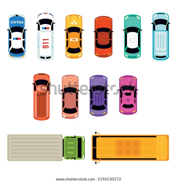 Car Top View Collection Vehicles Pack Stock Vector (Royalty Free ...