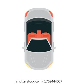 Car top view design, Transportation vehicle transport wheel speed traffic road and travel theme Vector illustration