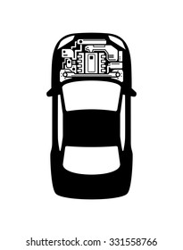 Car top view Engine vector