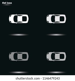 Car top view flat grayscale vector icon.