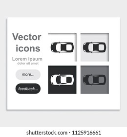 Car top view flat placed on web page template vector icon.