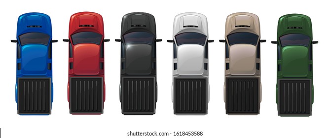 car top view most common pickup for parking or architecture presentation , vector illustration