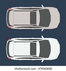Car top view. Realistic and flat color style design vector. Easy to change the color